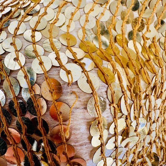 Vintage Gold Rina Z Sequin Top Medium - Picture 8 of 9